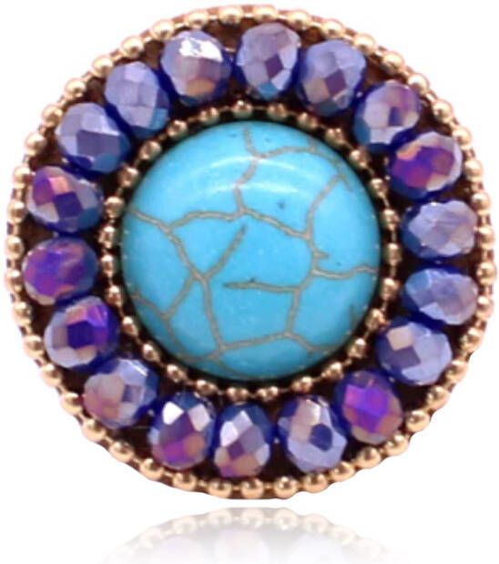 Deja Jewels Handgemaakte verstelbare ring paars blauw leer met turkoois en kristallen