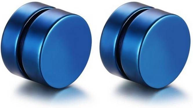 LGT JWLS Magnetische Stud oorbellen Blauw 8mm