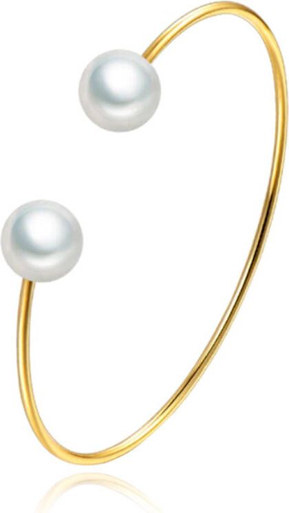 LGT JWLS Goudkleurige Dames Armband Bangle met Imitatie Parel