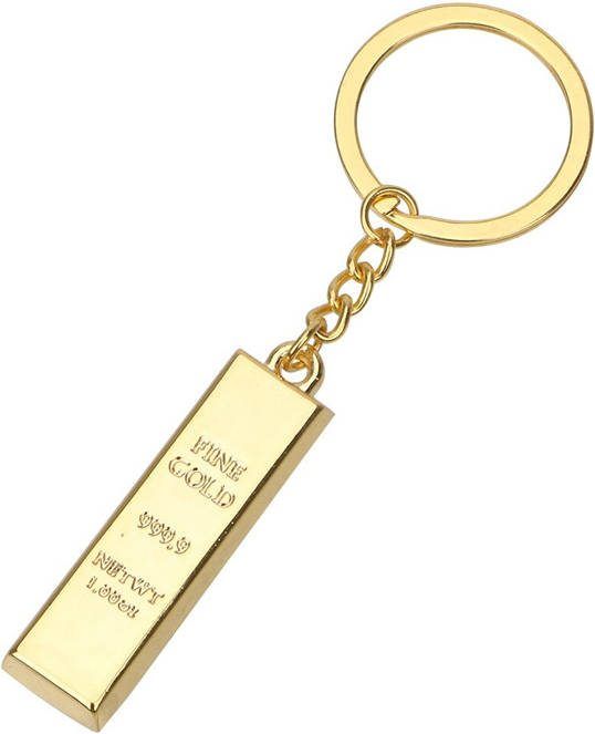 LGT JWLS Goudkleurige Sleutelhanger Goudstuk met Sleutelring