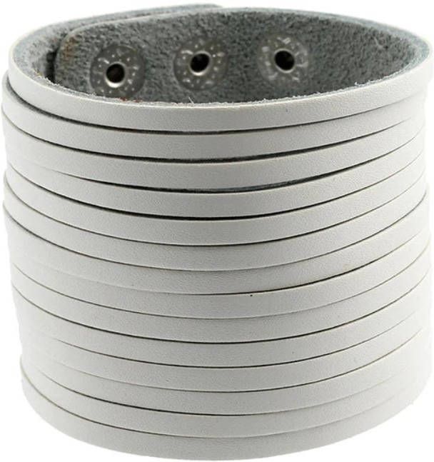 LGT JWLS Lederen heren armband Drukknoop Breed Wit