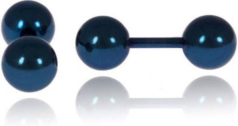LGT JWLS LGT Jewels Stud oorbellen Dubbele Bol Blauw 4mm