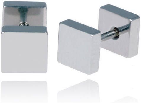 LGT JWLS LGT Jewels Stud oorbellen Square zilver 8mm