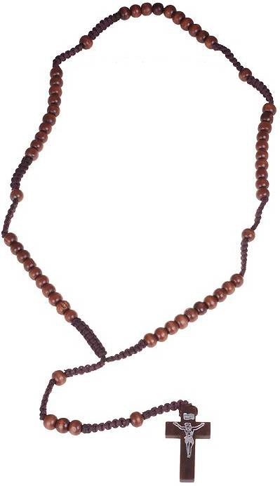 LGT JWLS Rozenkrans bruine houten kralen met kruis