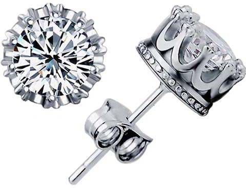 LGT JWLS Stud oorbellen Silver Zirconia Crown 7mm