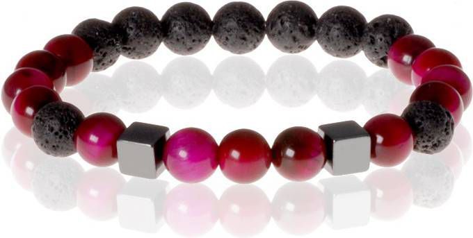 Memphis heren armband Tijgeroog Lavasteen kralen