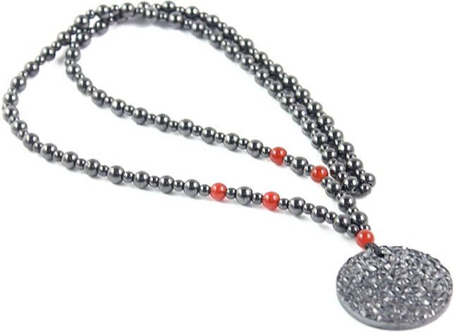 Memphis heren ketting Magnetische Hematiet kralen Rode Onyx Amulet