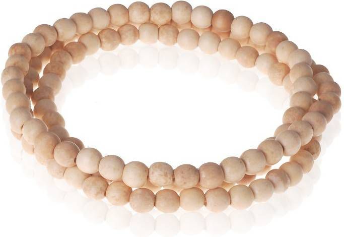 Memphis Beige houten kralen ketting 90cm