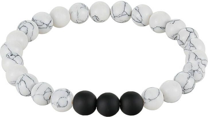 Memphis Kralen armband Heren Howliet Agaat Wit Zwart