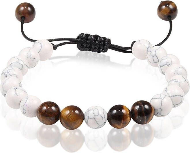 Memphis Kralen armband Verstelbaar Howliet Tijgeroog 8mm