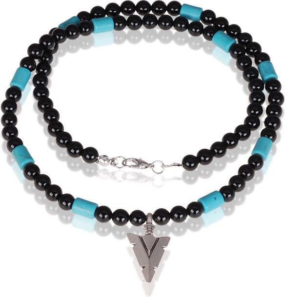 Memphis kralen ketting Zwart Agaat Arrow 50cm