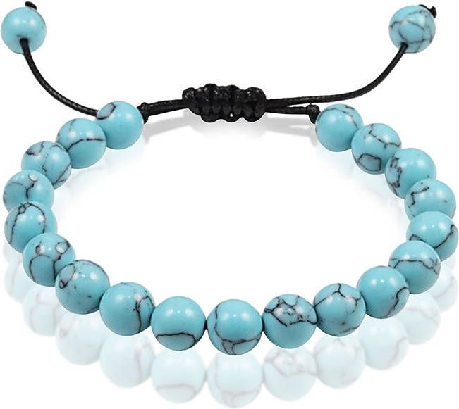 Memphis Verstelbare kralen armband Turkoois Natuursteen 8mm