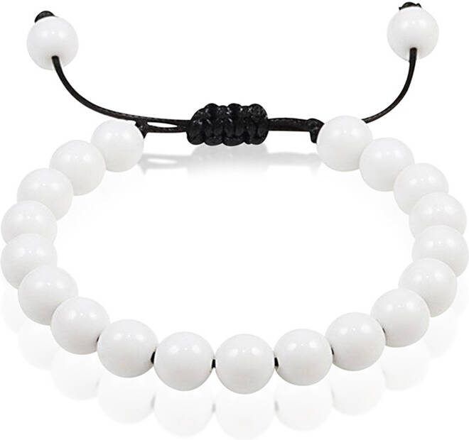 Memphis Verstelbare kralen armband Wit Natuursteen 8mm