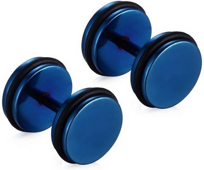 Mendes Dumbbell Stud oorbellen Edelstaal Blauw