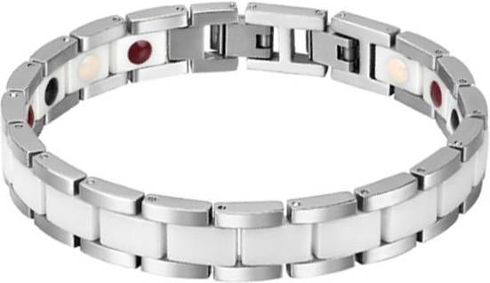 Mendes Keramieken Heren Armband Magnetische Power Zilver Wit