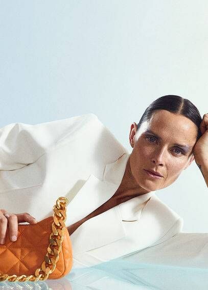 Mango Chess schoudertas met quilt patroon