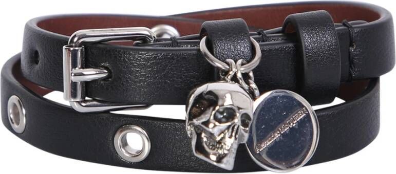 Double Wrap black bracelet Alexander McQueen, Zwart, Heren