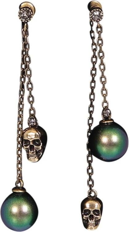 Drop design pendant earrings with iconic skull pendant Alexander McQueen, Grijs, Dames