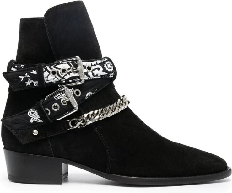 Amiri Bandana heeled ankle boots , Zwart, Heren
