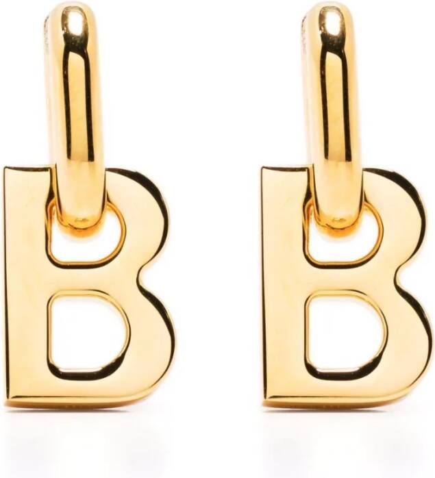 Balenciaga B logo XS oorbellen , Geel, Dames