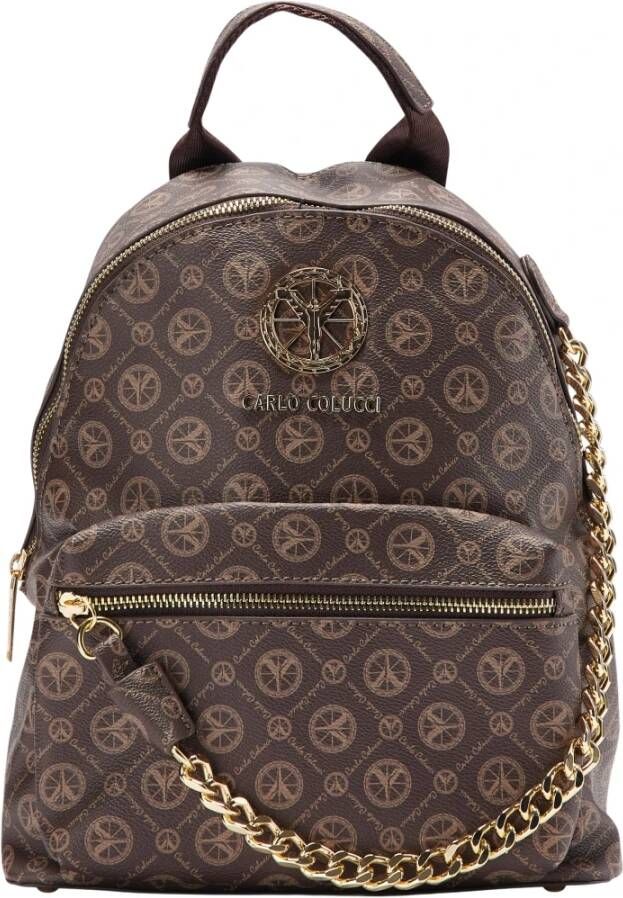 carlo colucci Rugzak met decoratieve ketting , Bruin, Dames