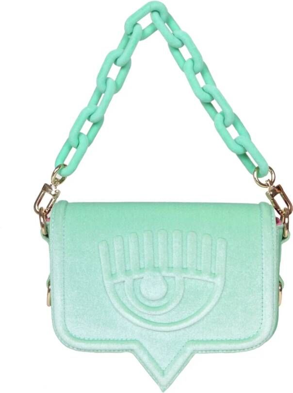 Chiara Ferragni Eyike Tas in Mint Color Velvet Collection, Groen, Dames