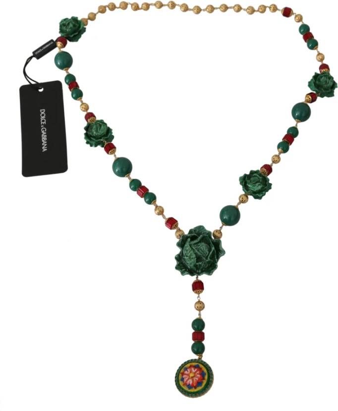 Dolce & Gabbana Cavolo Crystal Opera Collier , Groen, Dames