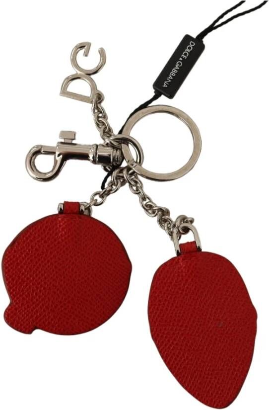 Dolce & Gabbana DG Beige lederen zilveren toon bezaaid sleutelhanger , Beige, Dames