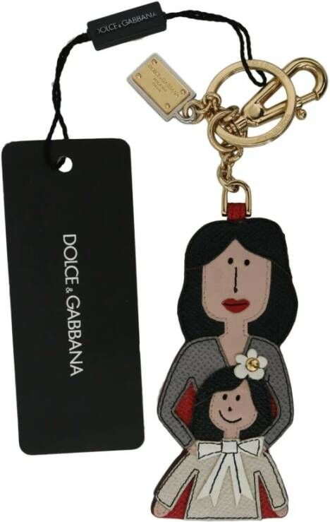 Dolce & Gabbana Grijze moeder dochter dgfamily lederen sleutelhanger , Grijs, Dames