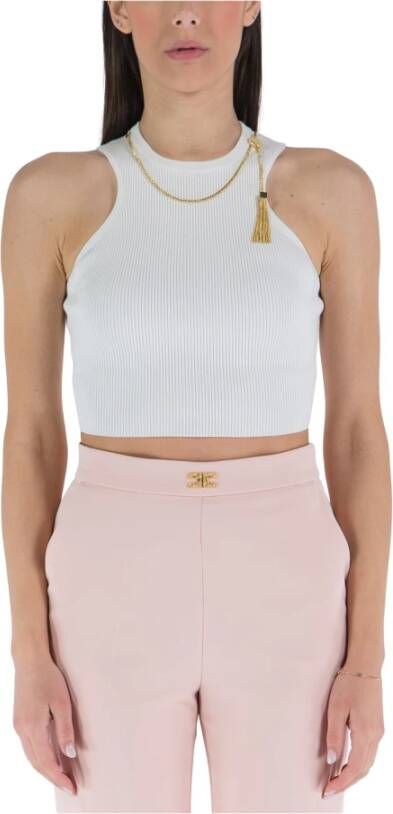 Elisabetta Franchi Mouwloos topje , Wit, Dames