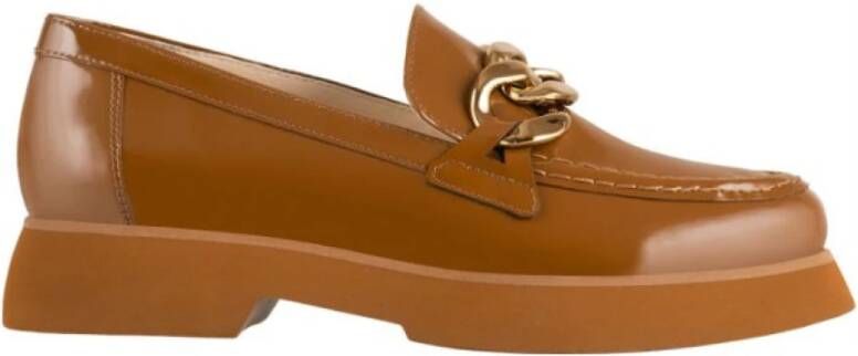 Högl Lederen loafers met gouden ketting , Bruin, Dames