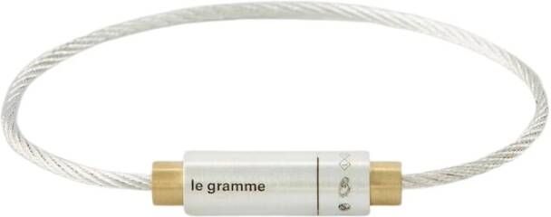 Le Gramme Le 9g drievoudige kabelarmband in geborsteld zilver/goud , Grijs, Heren