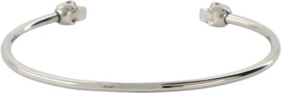 alexander mcqueen Zilveren dunne twin schedelarmband , Grijs, Heren