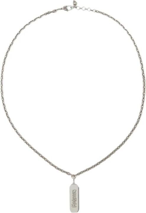 alexander mcqueen Zilveren graffiti ketting , Grijs, Heren