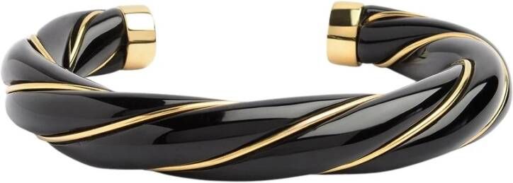 Aurélie Bidermann Diana gedraaide armband in zwarte metaal , Zwart, Dames