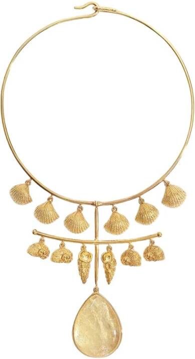 Aurélie Bidermann Panama vergulde ketting met rotskristal , Wit, Dames