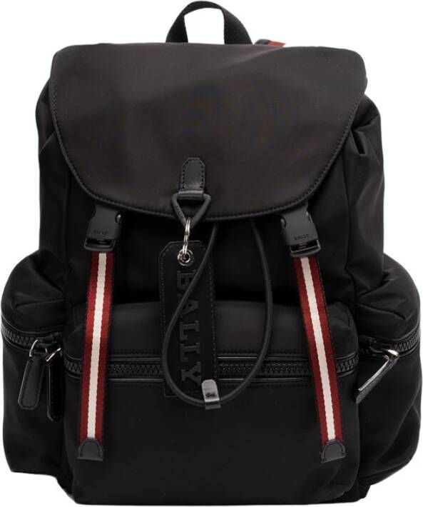Bally Backpack with logo pendant , Zwart, Heren