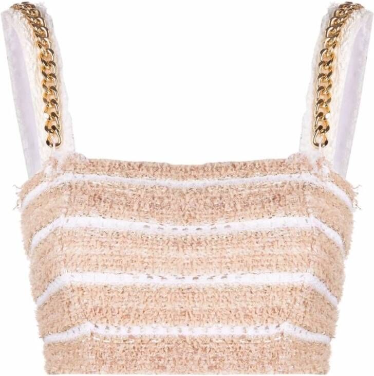 Balmain Mouwloze tops , Beige, Dames