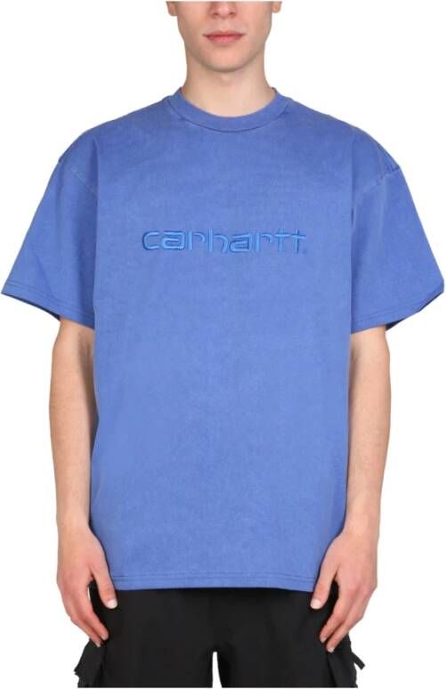 Carhartt WIP Logo borduurwerk T shirt , Blauw, Heren