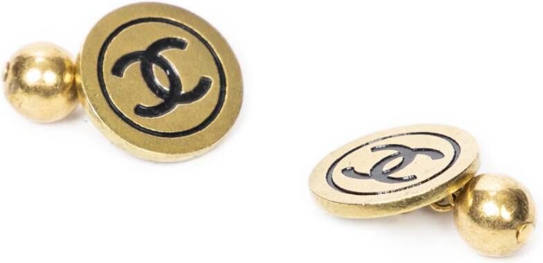 Chanel Vintage Pre owned Vintage CC Cufflinks , Geel, Dames