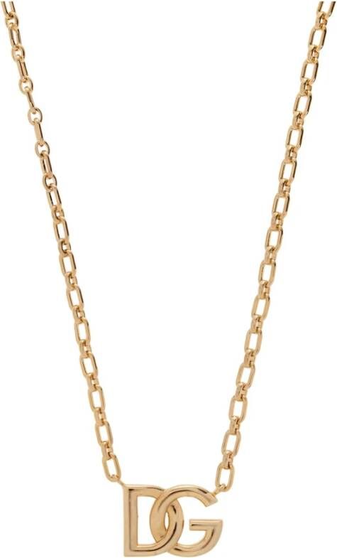Dolce & Gabbana Ketting met logo , Geel, Heren