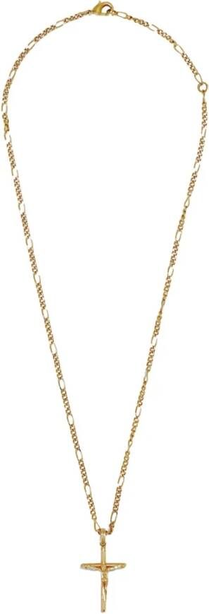 Dolce & Gabbana Necklace With Crucifix Pendant , Geel, Heren