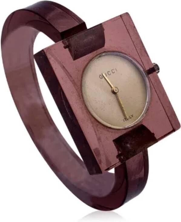 Gucci Vintage Pre owned Plastic watches , Bruin, Heren