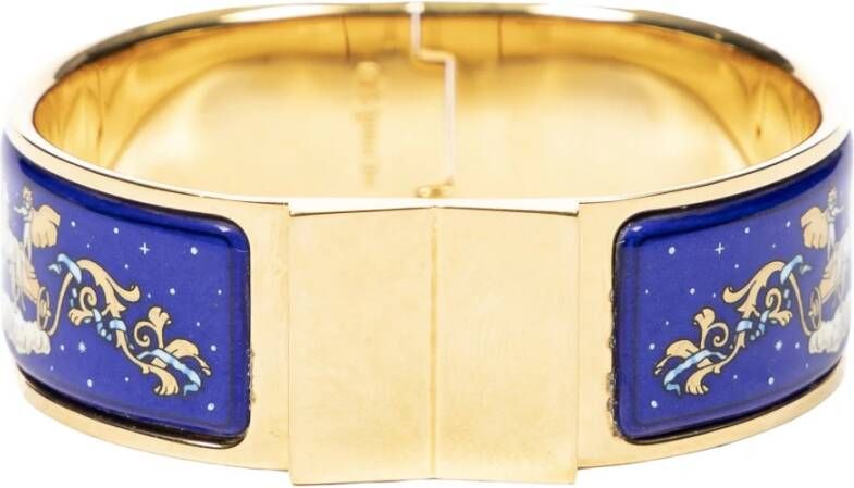Hermès Vintage Cloisonne Click Clack Flacon Enamel Bangle , Blauw, Dames