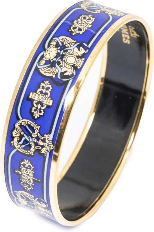 Hermès Vintage Enamel Bangle MM , Blauw, Dames
