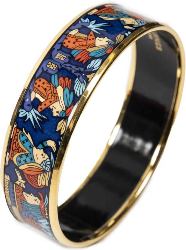 Hermès Vintage Pre owned Enamel Bangle MM , Blauw, Dames