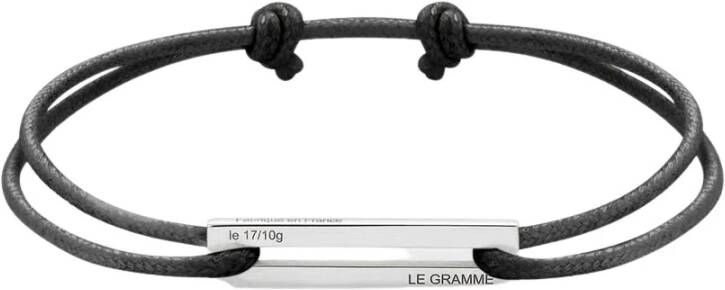 Le Gramme LE 1.7G koordarmband in zilver , Zwart, Heren