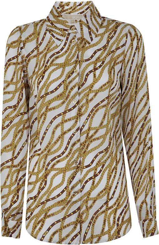Michael Kors Chain Button Down Shirt , Wit, Dames