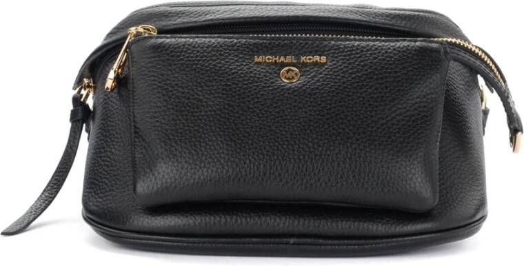 Michael Kors Slater pouch in black grained leather , Zwart, Dames