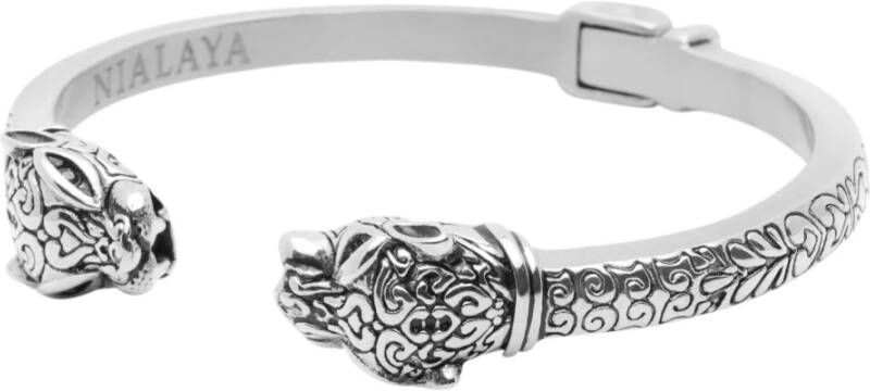 Nialaya Mannen Panther Bangle , Grijs, Heren